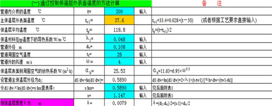 通过控制保温层外表面温度的计算方法